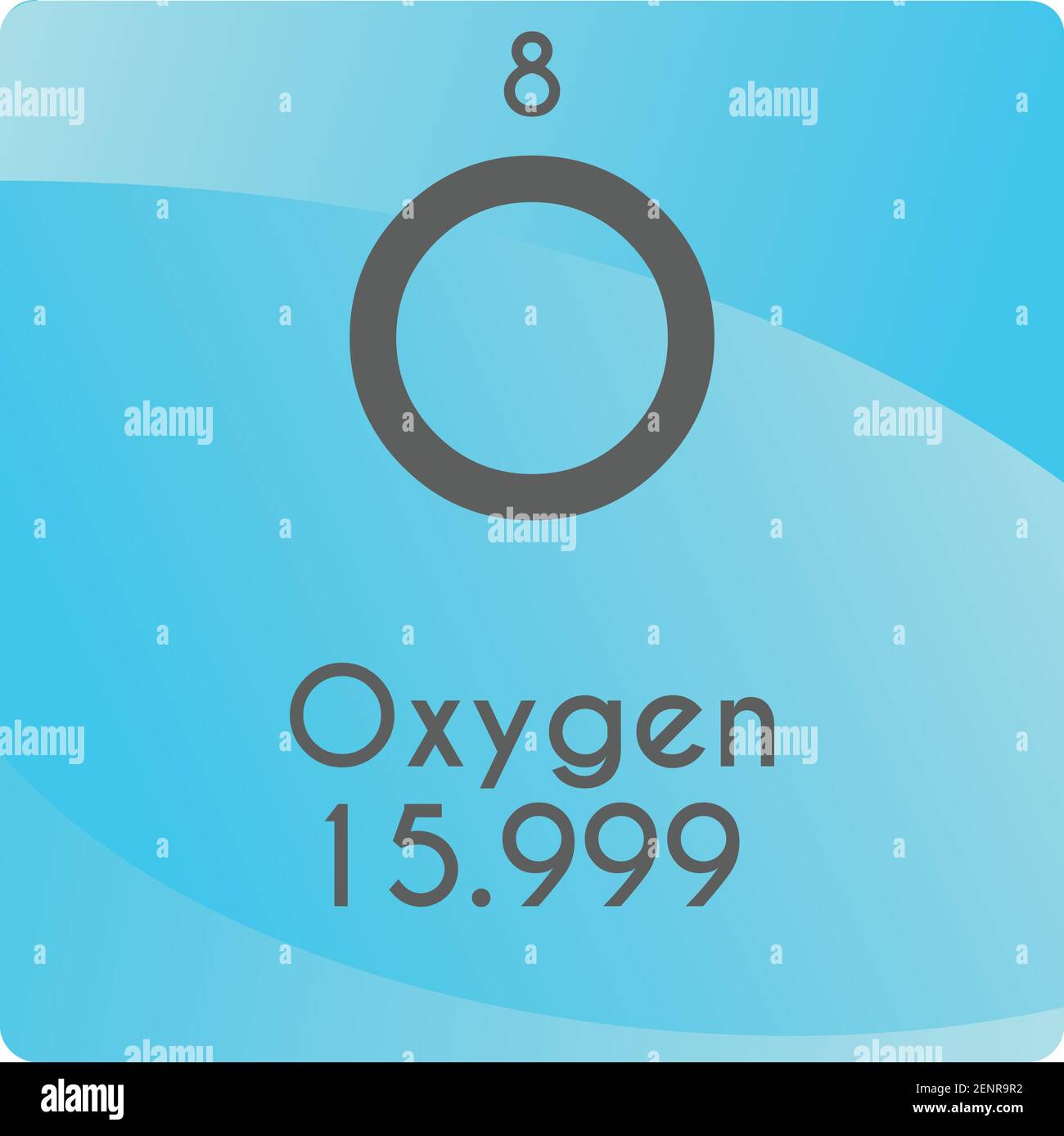 O ossigeno metallo non reattivo diagramma illustrativo del vettore dell'elemento chimico, con numero atomico e massa. Design piatto a gradiente semplice per l'istruzione, il laboratorio, Illustrazione Vettoriale