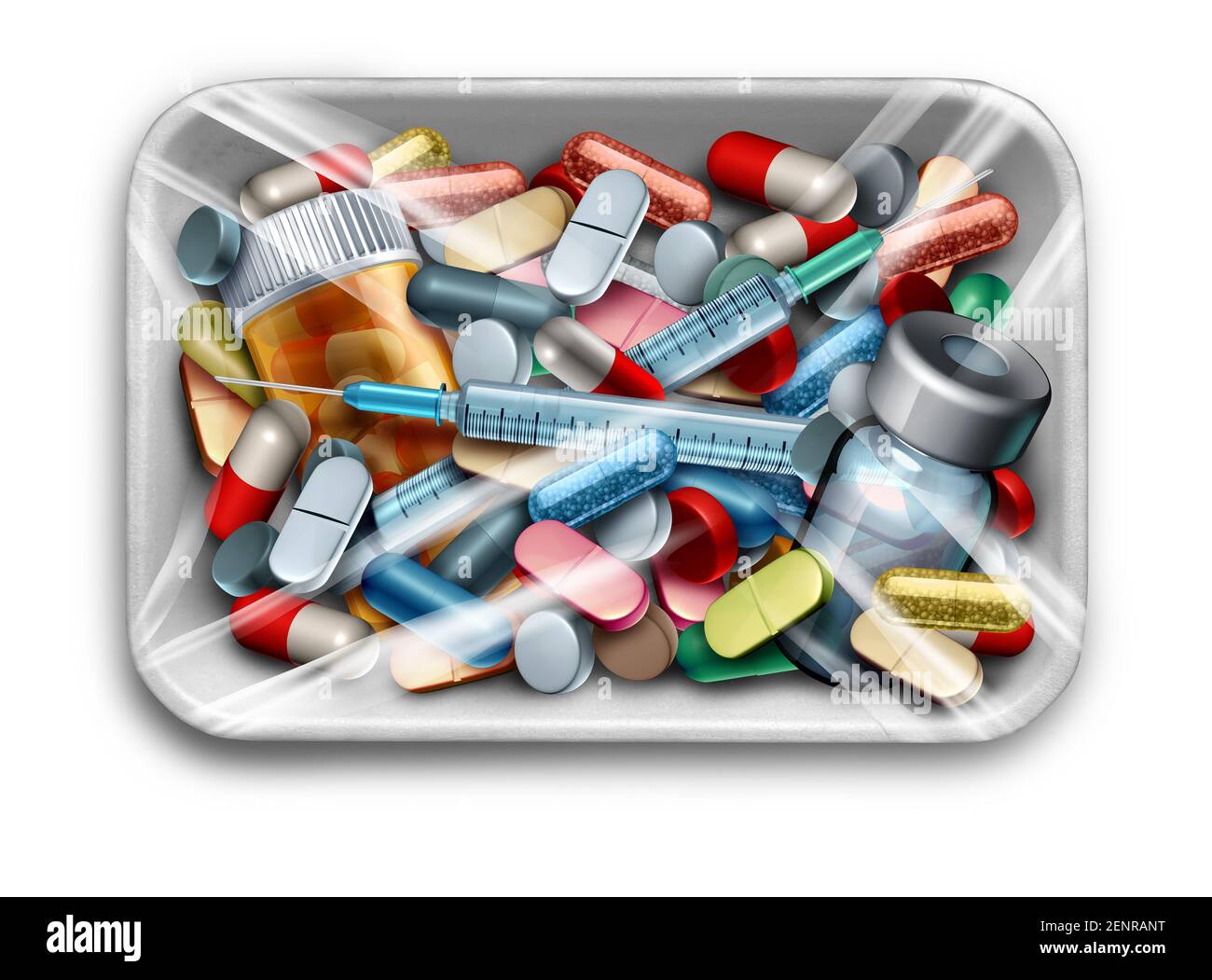 Mercato della medicina e business della terapia medica e farmacia ora farmaco farmaceutico simbolo come un'icona sanitaria per il trattamento medico. Foto Stock
