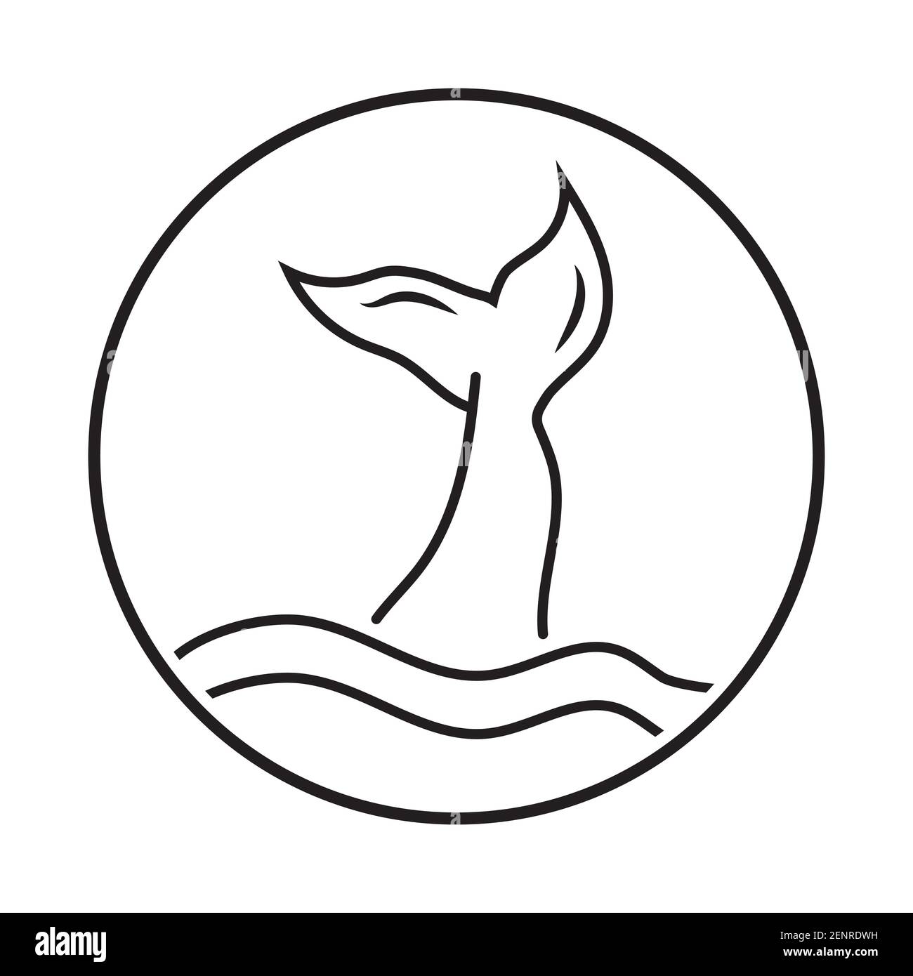 Code di balene o icona d'arte della coda della sirena per le app o sito web Illustrazione Vettoriale