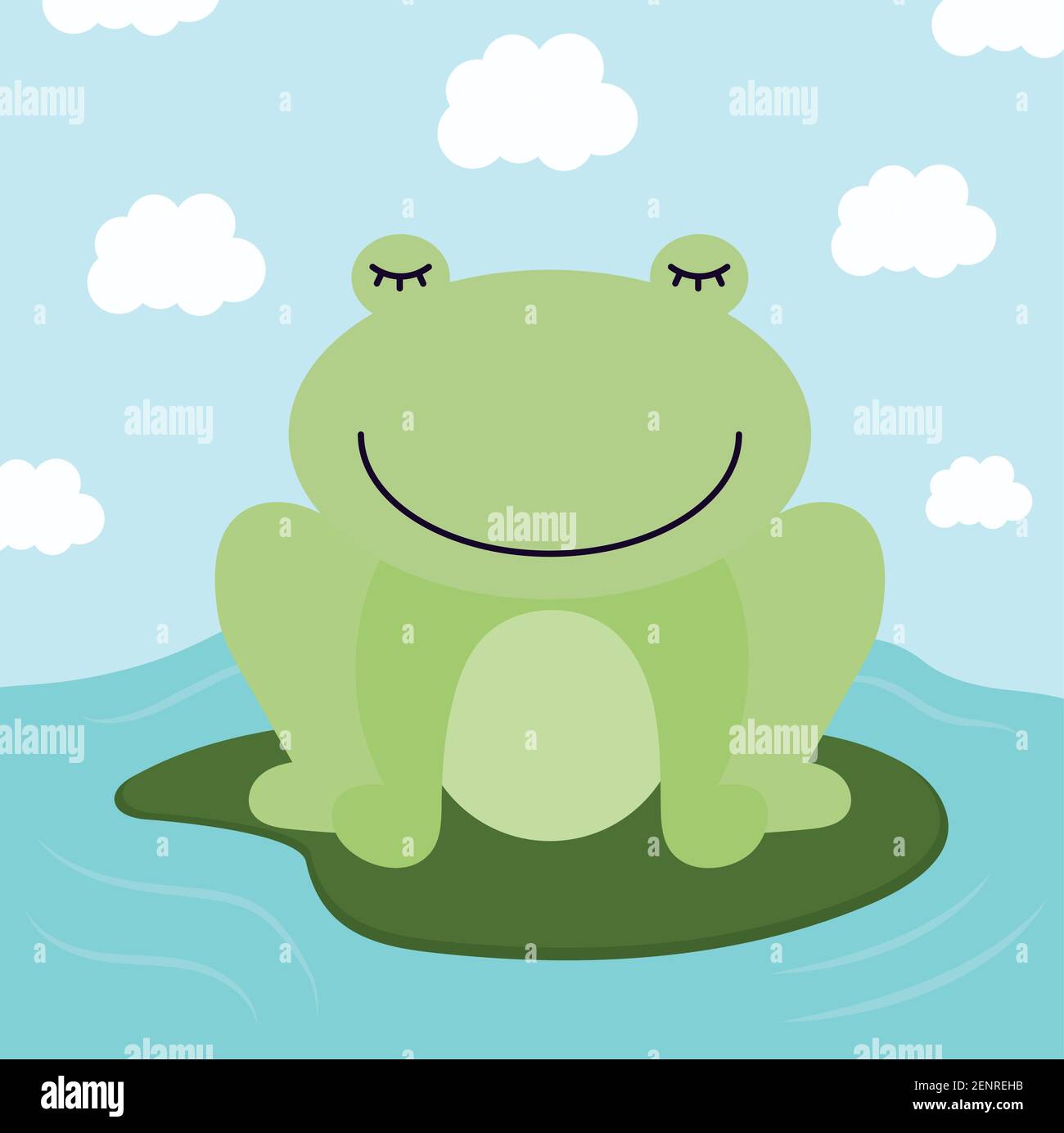 carino rana su una foglia Illustrazione Vettoriale