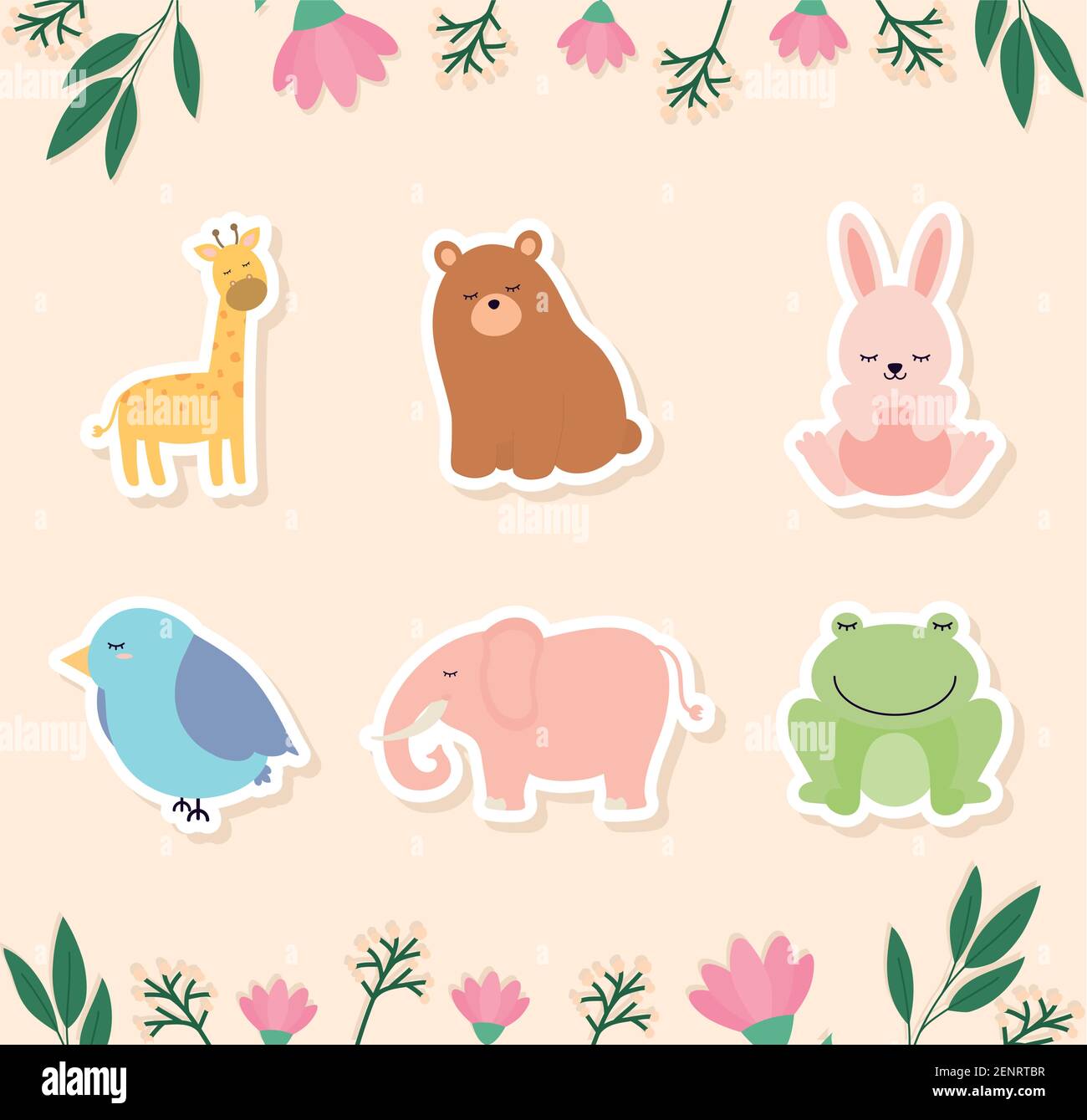 set di icone di animali per bambini Illustrazione Vettoriale