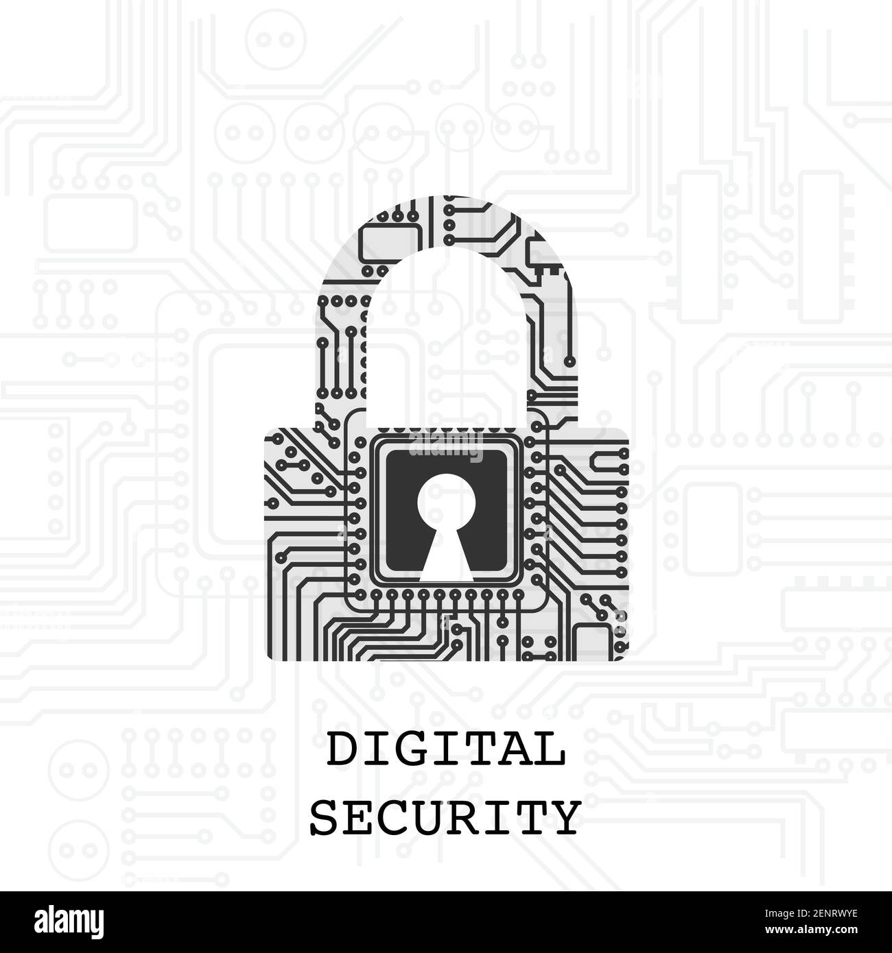 Sfondo di sicurezza con lucchetto digitale Illustrazione Vettoriale