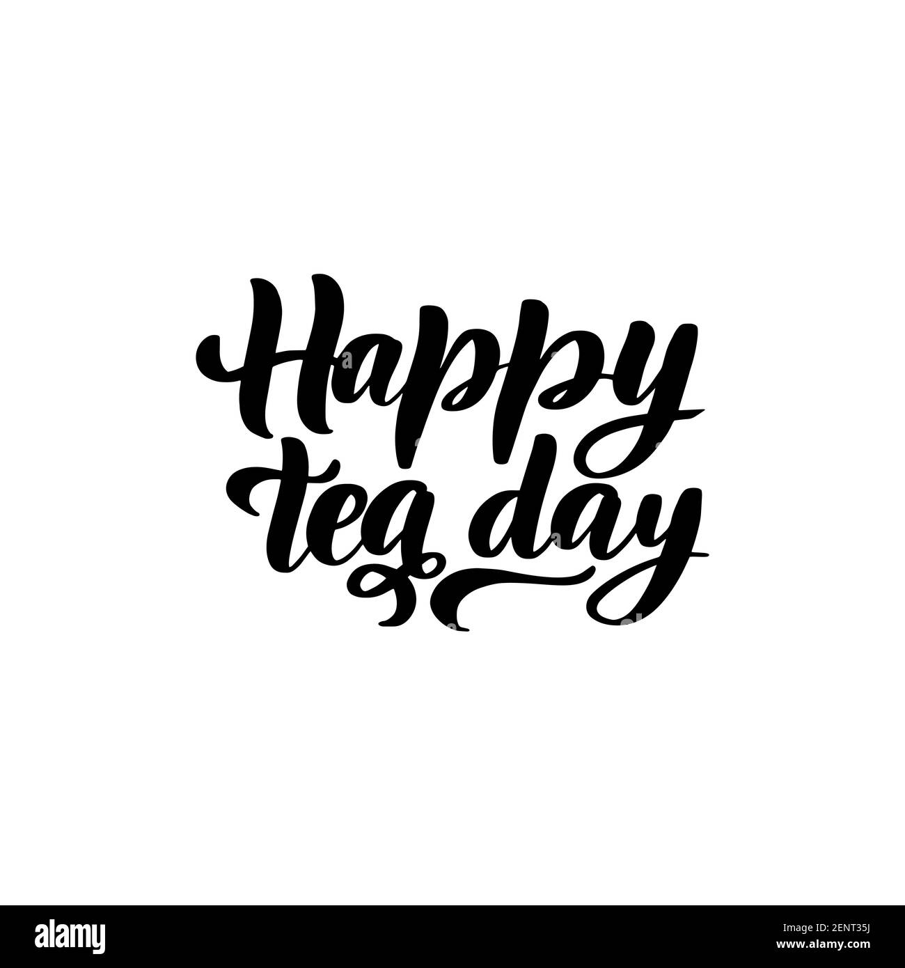 Scritta del giorno del tè internazionale con tazza di tè. Vacanze annuali Illustrazione Vettoriale