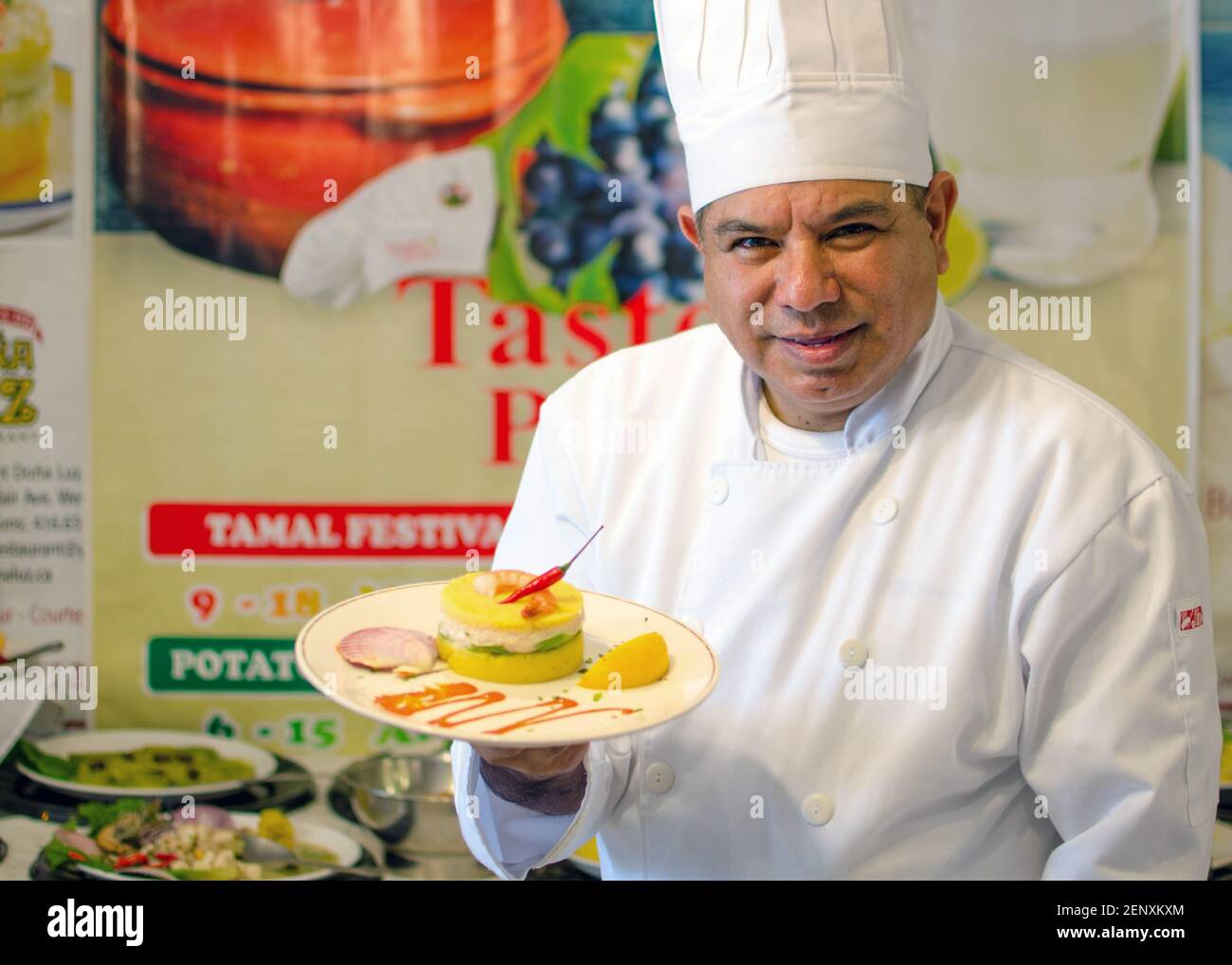 Chef di Un ristorante peruviano Foto Stock