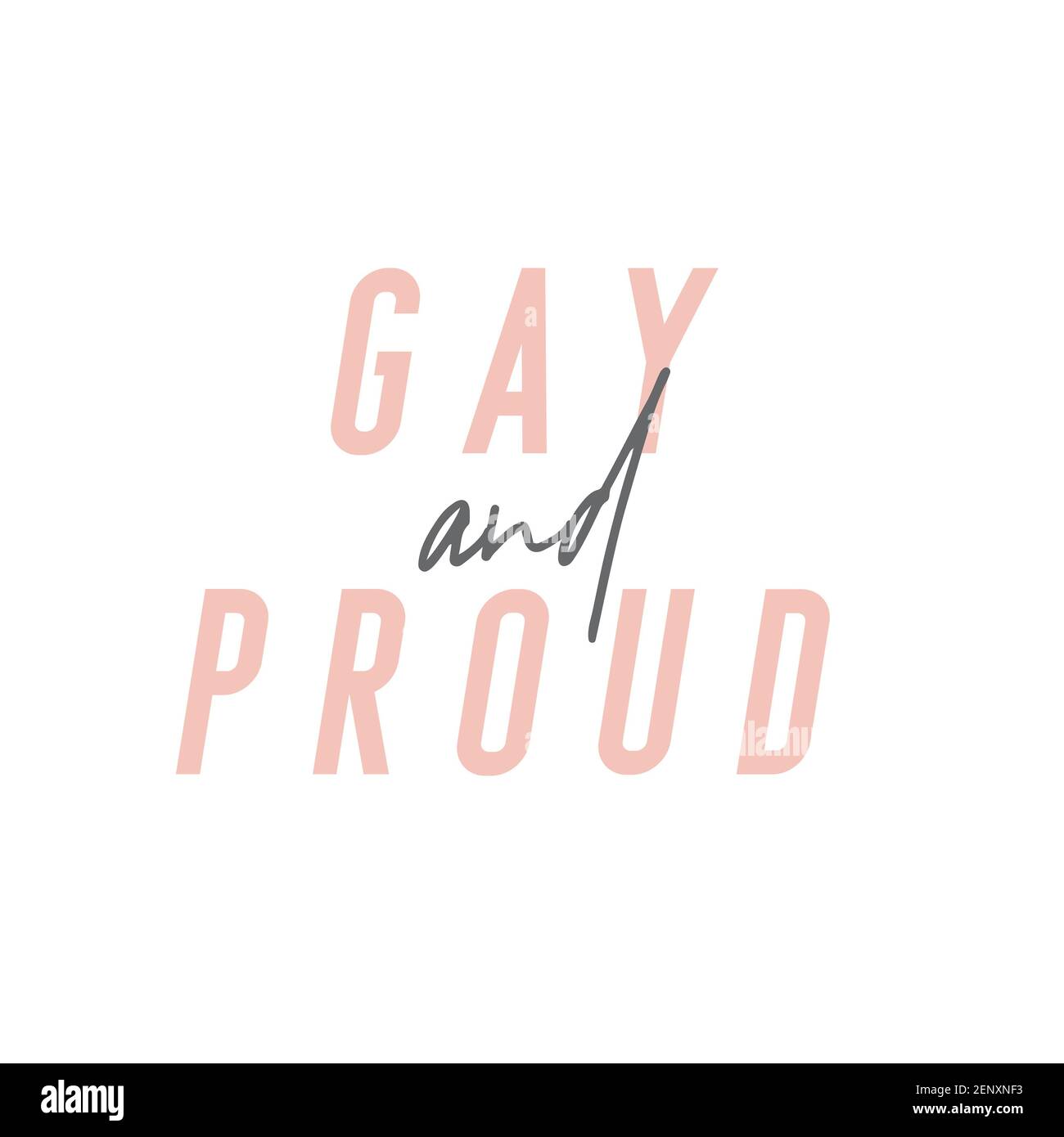 Omosessuali e orgogliosa citazione ispiratrice moderna in rosa e nero. Foto Stock