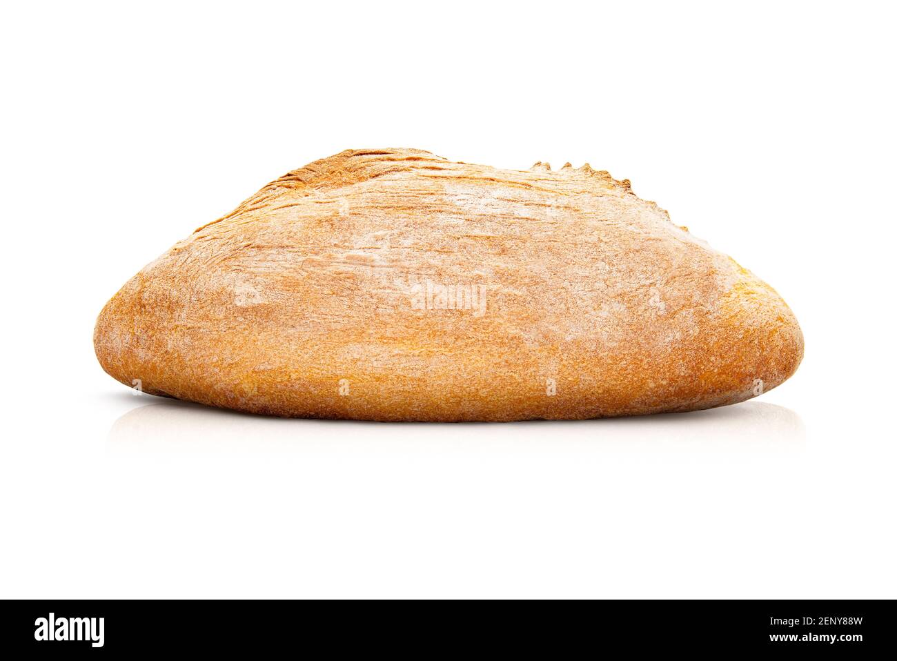 Pane tostato con crusche. Vista laterale. Isolato su sfondo bianco. Vista dall'alto Foto Stock