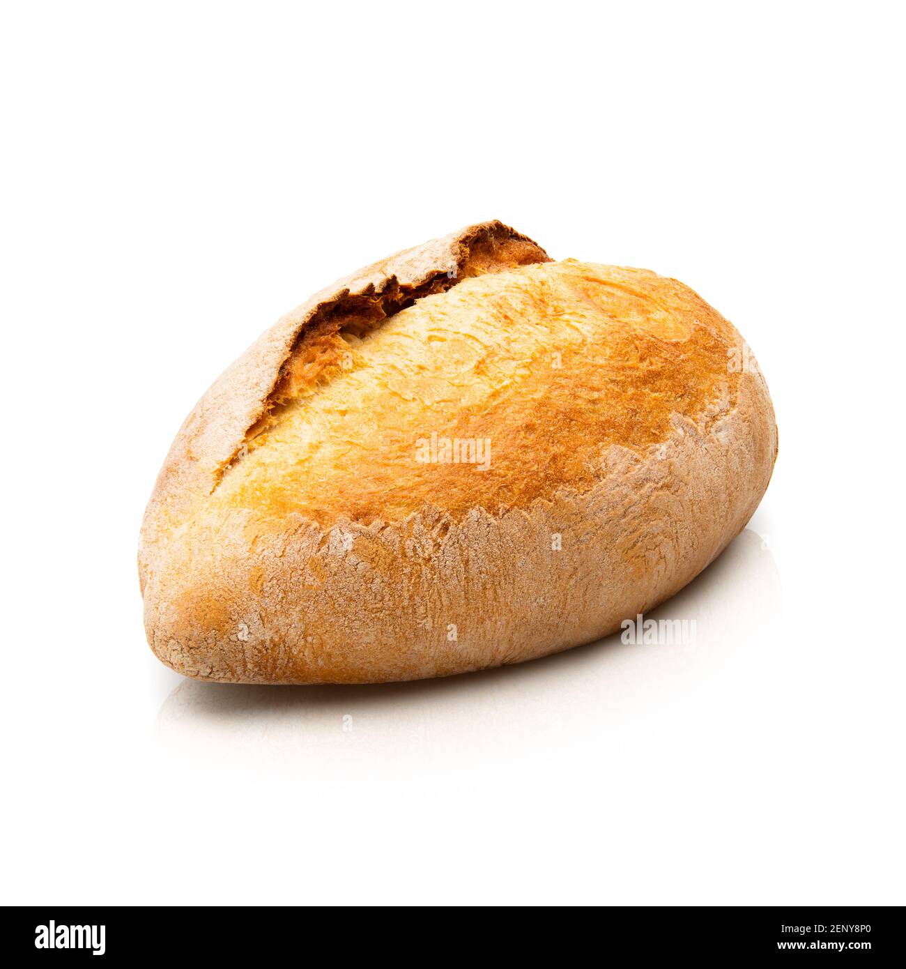 Pane tostato con crusche. Isolato su sfondo bianco. Vista dall'alto Foto Stock