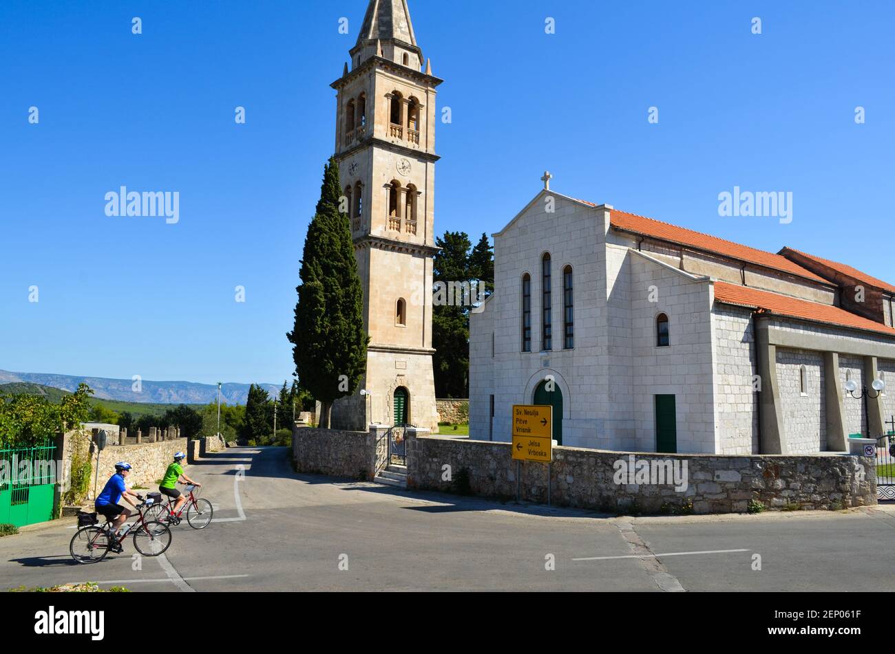 Stari Grad, isola di Hvar, escursione in bicicletta nella regione dell'isola dalmata della Croazia. Foto Stock