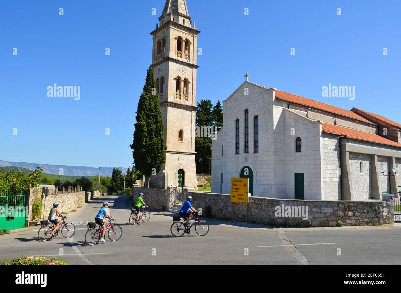 Stari Grad, isola di Hvar, escursione in bicicletta nella regione dell'isola dalmata della Croazia. Foto Stock