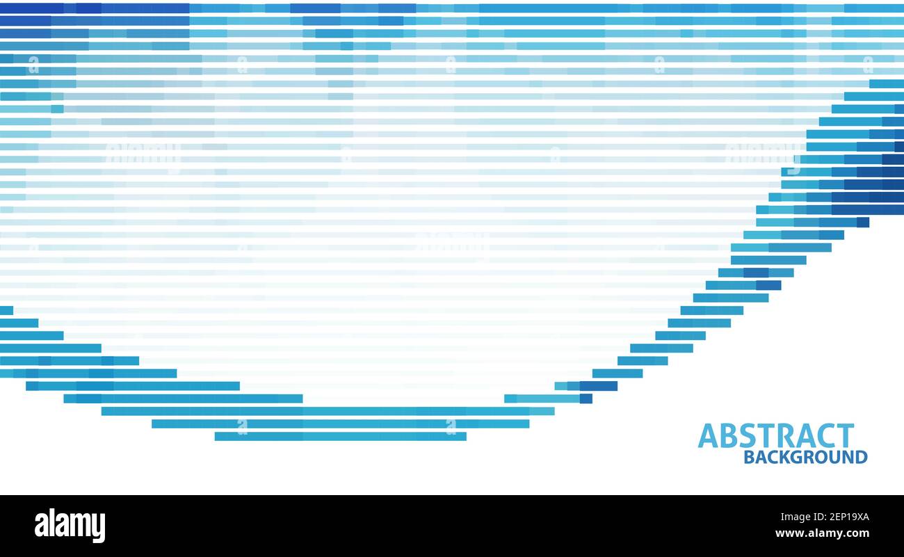 Sfondo tecnologico astratto con onda a strisce blu. Disegno grafico vettoriale con strisce orizzontali Illustrazione Vettoriale