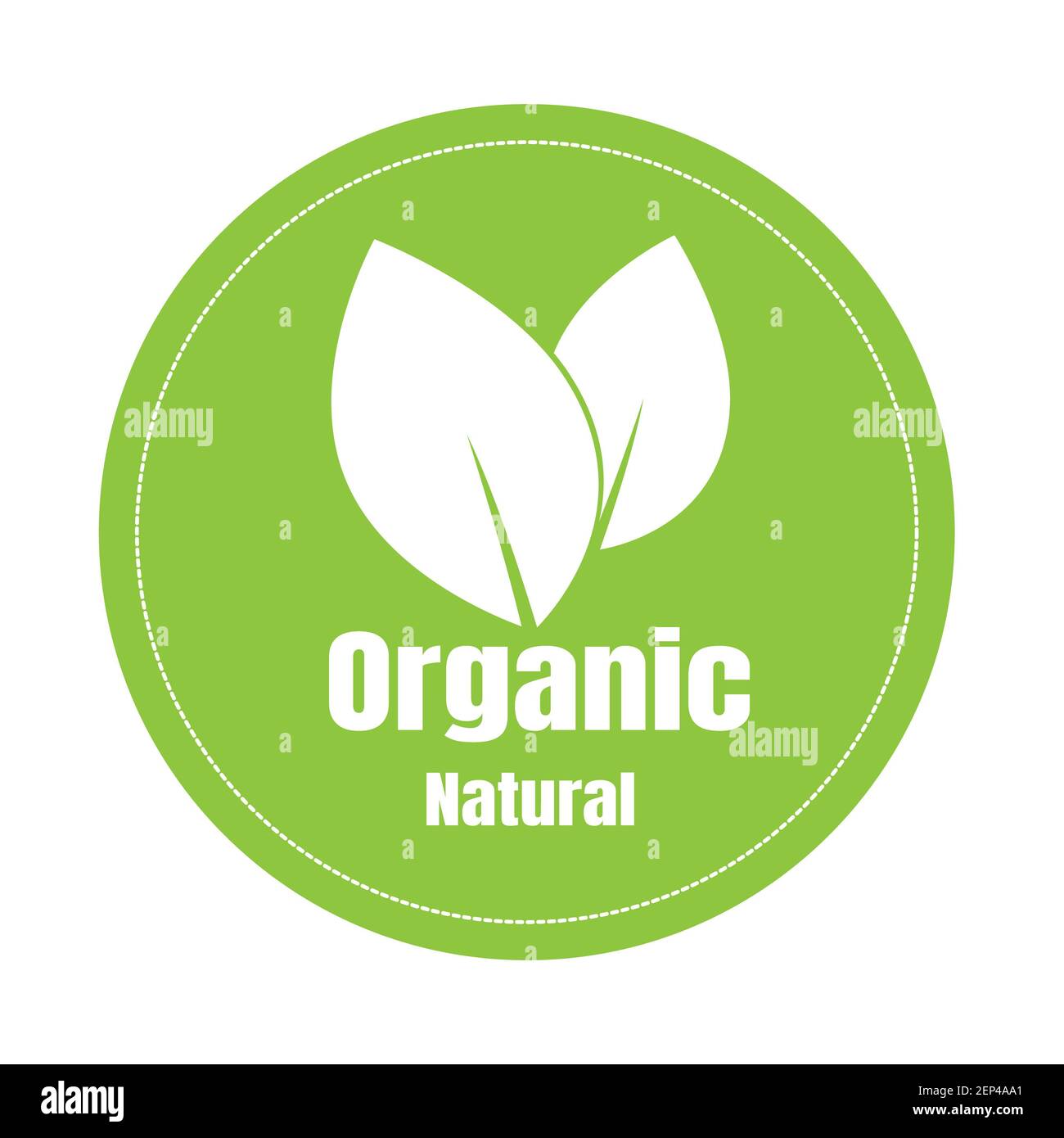 Eco Leaf logo Organic Label icona vettoriale design isolato su sfondo bianco. Concetto eco-naturale. Foto Stock