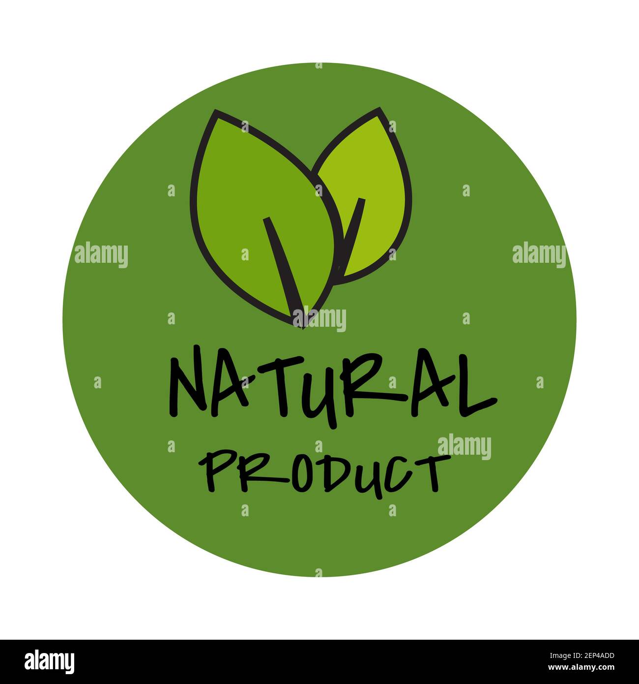 Eco Leaf logo Organic Label icona vettoriale design isolato su sfondo bianco. Concetto eco-naturale. Foto Stock