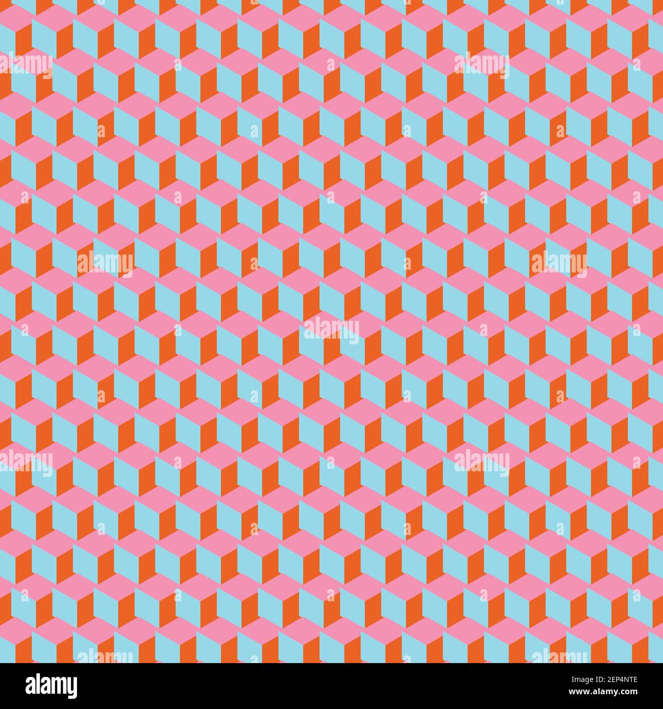 3d cubo poligono motivo prospettiva in arancione blu rosa per sfondo, web on-line uso Illustrazione Vettoriale