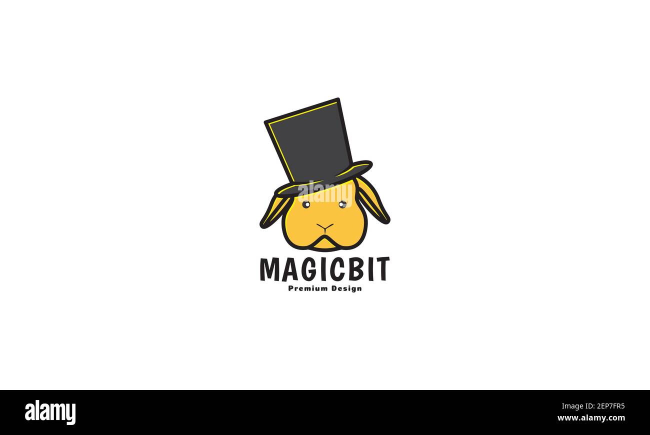 capo coniglio con cappello magico colorato logo disegno vettore icona illustrazione grafica del simbolo Illustrazione Vettoriale