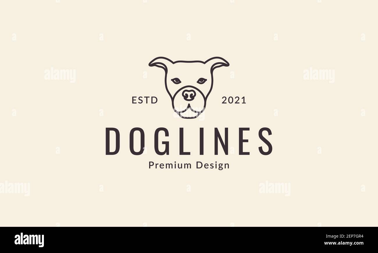 Animali domestici cane American Staffordshire Terrier linea testa logo design illustrazione grafica del simbolo dell'icona del vettore Illustrazione Vettoriale