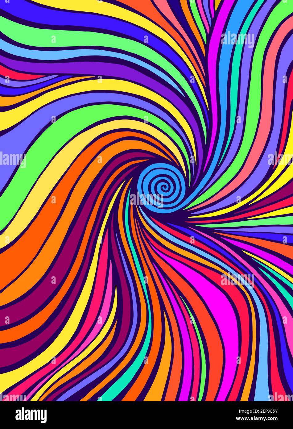 Onde colorate psichedeliche. Arte fantastica con texture decorativa. Modello di doodle surreale. Colori arcobaleno modello astratto, labirinto onda di ornamenti. Ve Illustrazione Vettoriale