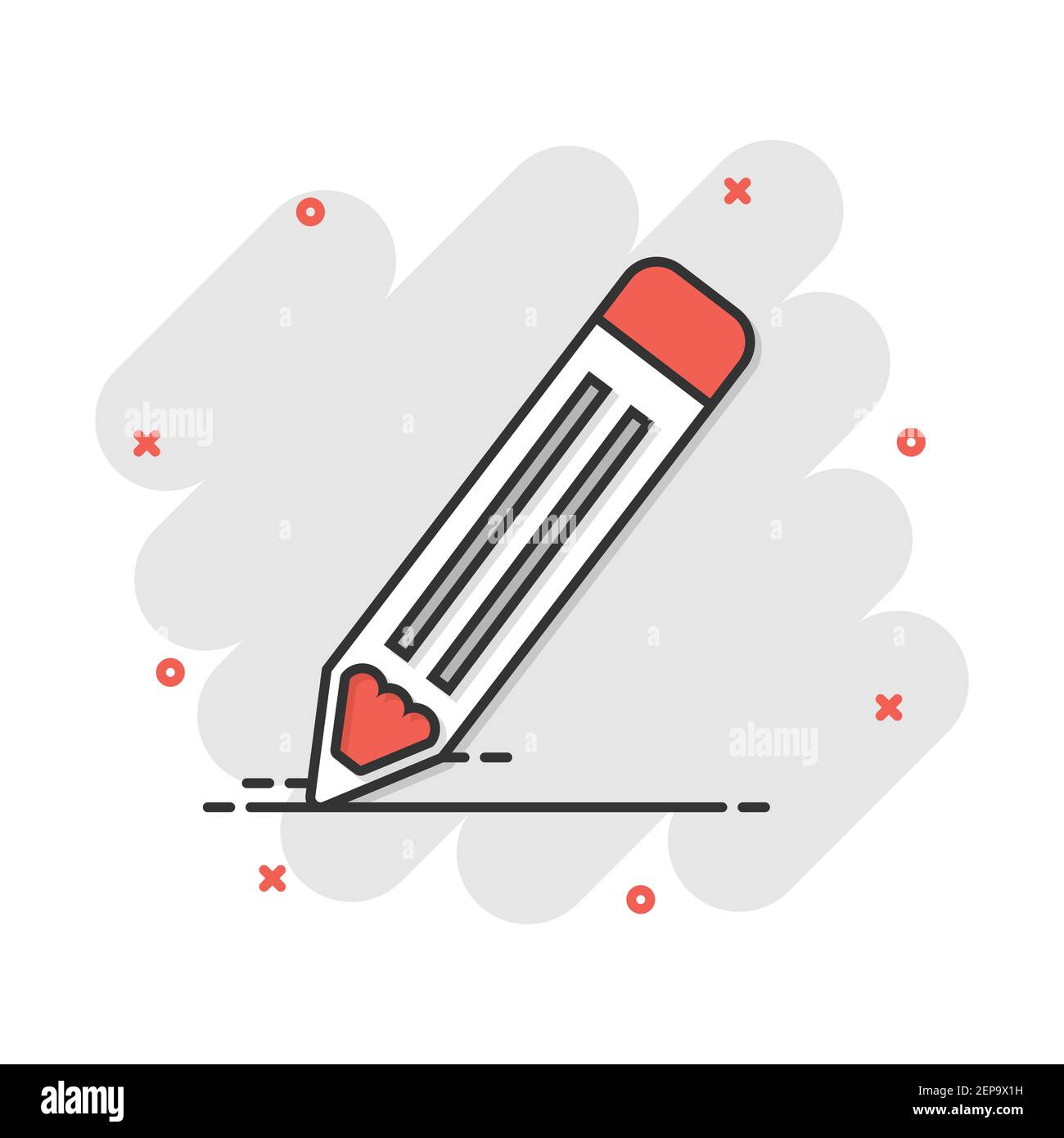 Vector cartoon icona a forma di matita in stile fumetto. Segno di penna  illustrazione pittogramma. Matita business effetto splash concept Immagine  e Vettoriale - Alamy