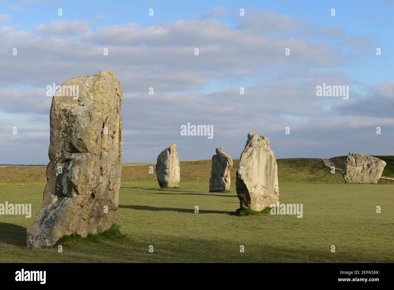 Parte del cerchio di pietra di Avebury, un sito patrimonio dell'umanità nel Wiltshire, Regno Unito. Foto Stock