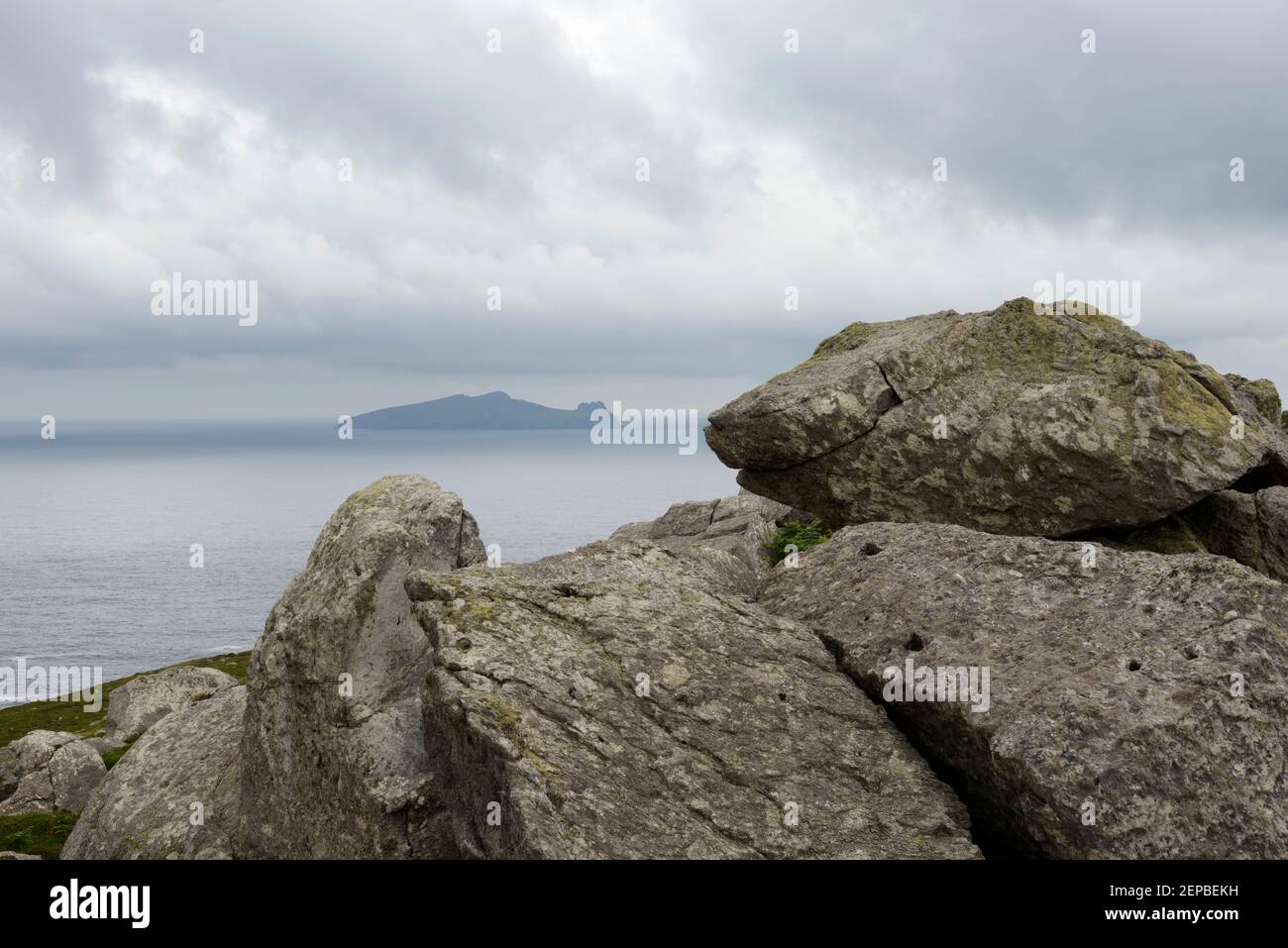 Great Blasket Island al largo della costa della Penisola di Dingle, Irlanda. Foto Stock