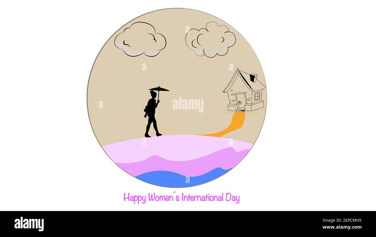 Illustrazione dell'8 marzo Giornata Internazionale delle Donne con profilo libero Donna. Happy Women's Day Concept 2021. Foto Stock
