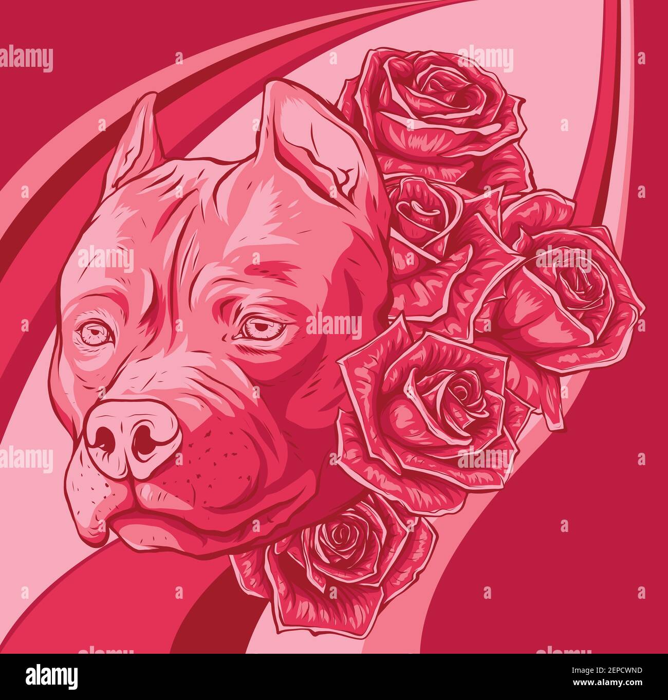 testa di cane con rose illustrazione vettoriale Illustrazione Vettoriale