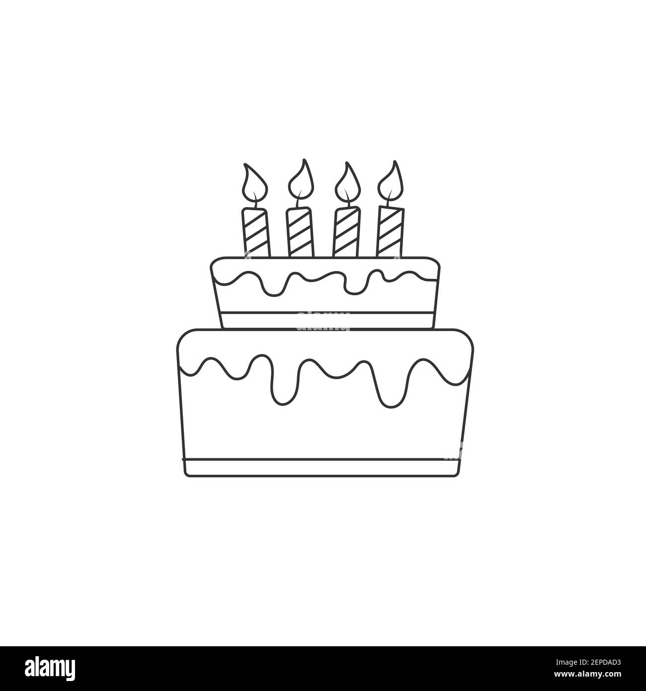 Torta di compleanno. Un poligono vuoto. Illustrazione vettoriale isolata su sfondo bianco. Stile piatto Illustrazione Vettoriale