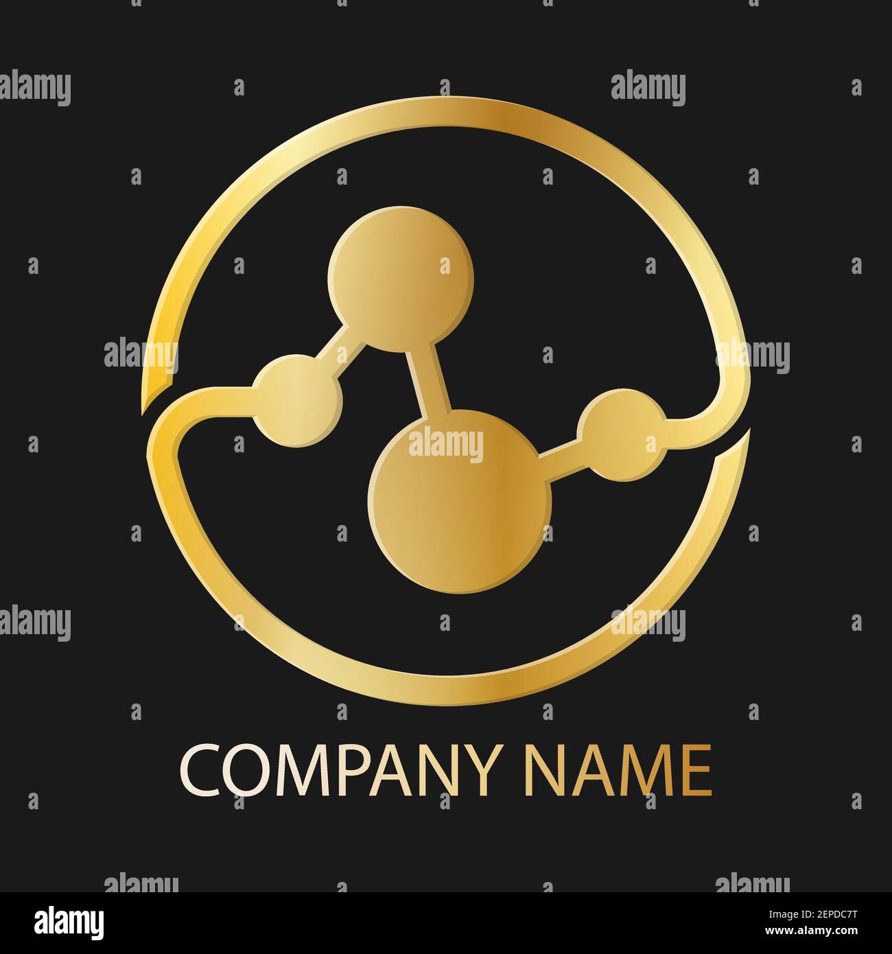 Modello astratto in oro multiuso per logo, emblema, marchio o adesivo. Stile semplice Illustrazione Vettoriale