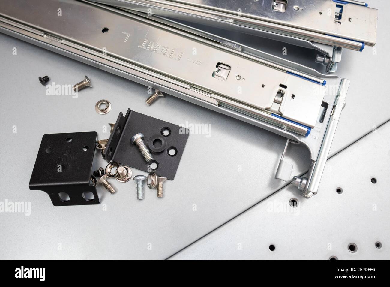 montaggi per server rack di rete. sopra la vista. Foto Stock