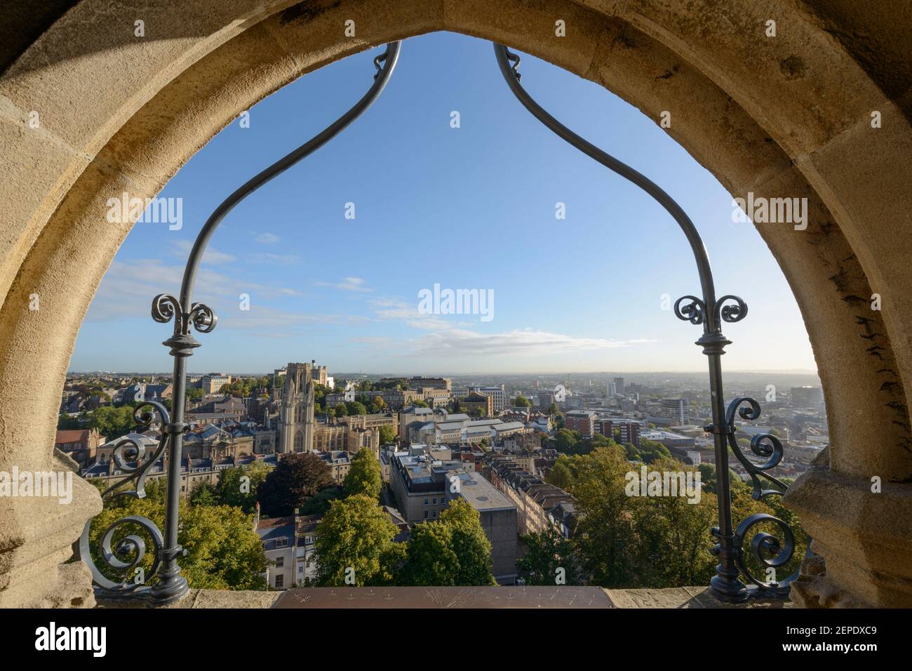 Una vista sopra la città di Bristol da Cabot Tower. Foto Stock