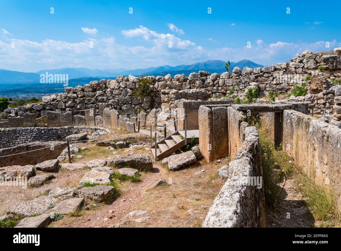 Ingresso della cittadella di Micene. Sito archeologico di Micene nel Peloponneso Grecia Foto Stock