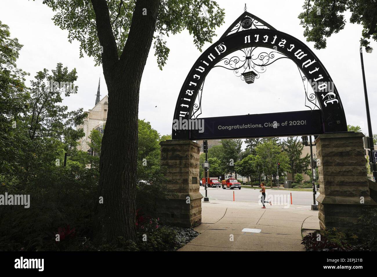 Weber Arch presso il campus della Northwestern University di Evanston, Illinois, martedì 21 luglio 2020. (Foto di Jose M. Osorio/Chicago Tribune/TNS/Sipa USA) Foto Stock
