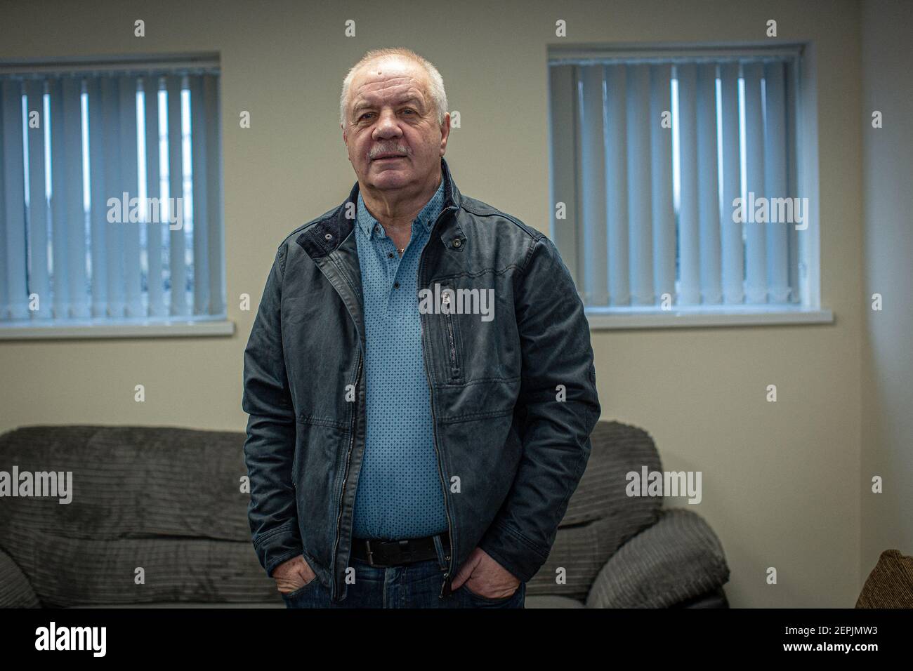 BELFAST, IRLANDA DEL NORD - Febbraio 23: Raymond McCord, attivista per i diritti delle vittime. Foto Stock