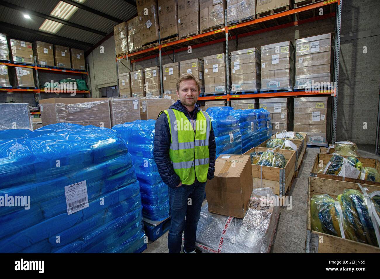 LARNE, IRLANDA DEL NORD - Stephen Davidson Director presso ASAP Cargo Ltd, società di spedizione ASAP CARGO a Larne. Esperto di soluzioni per il trasporto. Foto Stock