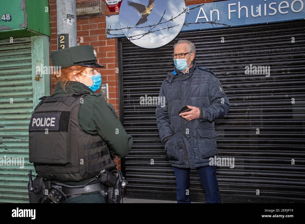 BELFAST, IRLANDA DEL NORD - Febbraio 23 : Gerry Kelly, politico repubblicano irlandese ed ex volontario provvisorio dell'esercito repubblicano irlandese (IRA) . Foto Stock