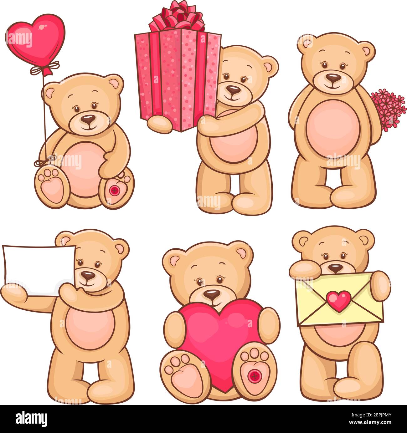 valentine teddy bears carino collezione vettoriale Illustrazione Vettoriale