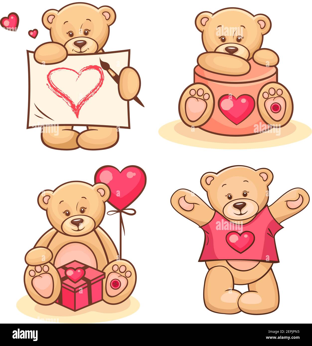 valentine teddy bears carino collezione vettoriale Illustrazione Vettoriale