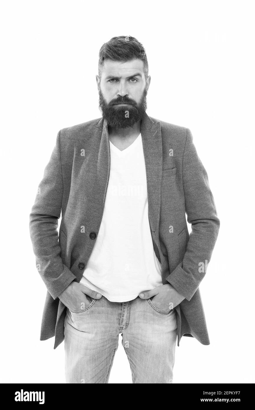 Abbigliamento casual. Abbigliamento da uomo e concetto di moda. Giacca  elegante e alla moda da uomo con l'hipster. Giacca casual perfetta per ogni  occasione. Semplice e informale. Sentirsi a proprio agio in