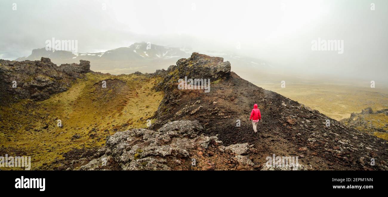 Paesaggio vulcanico del cratere al Parco Nazionale di Snaefellsnes, Islanda Foto Stock
