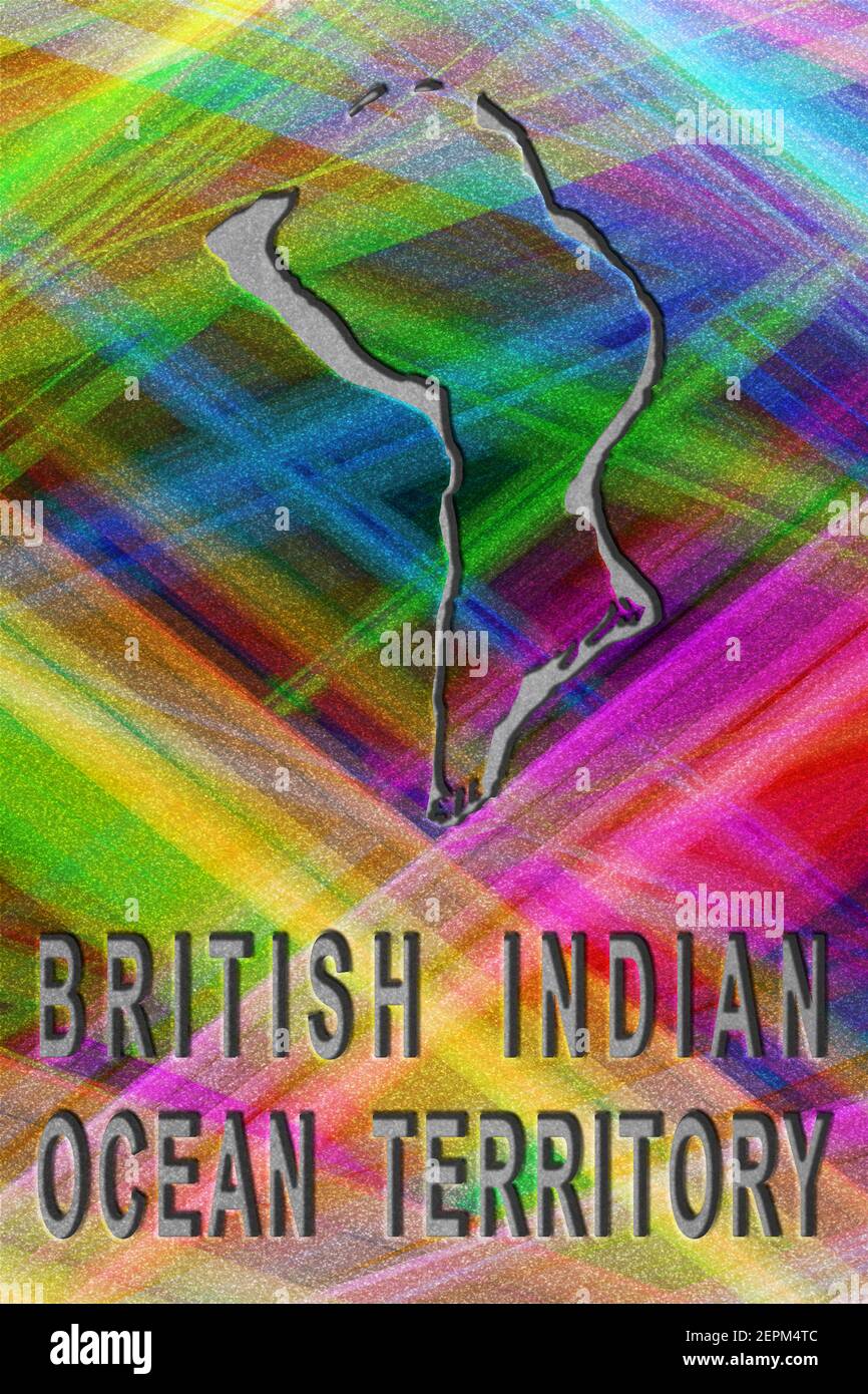 Mappa del territorio britannico dell'Oceano Indiano, sfondo colorato, spazio copia Foto Stock