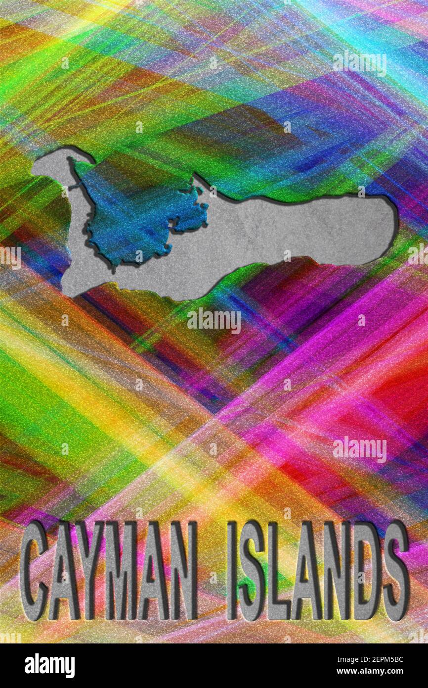 Mappa delle Isole Cayman, sfondo colorato, copia spazio Foto Stock