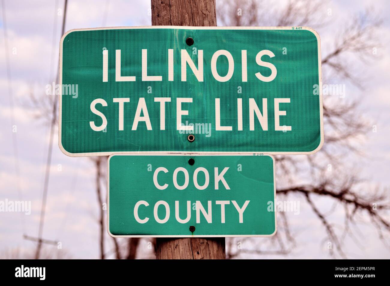 Chicago, Illinois, Stati Uniti. Sul lato estremo sud-est, la City of Chicago e la Cook County, Illinois, si estendono fino al confine con l'Indiana. Foto Stock