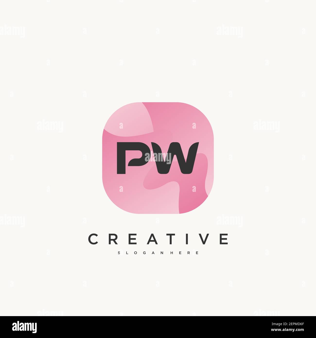 PW Initial Letter icona logo colorato modello di design elementi vettoriali Illustrazione Vettoriale