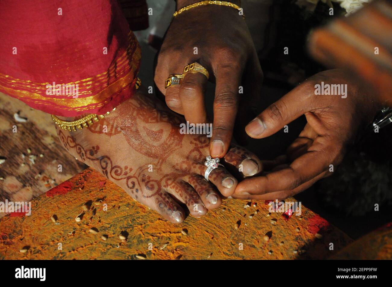 Cerimonia nuziale dell'India del sud Foto Stock