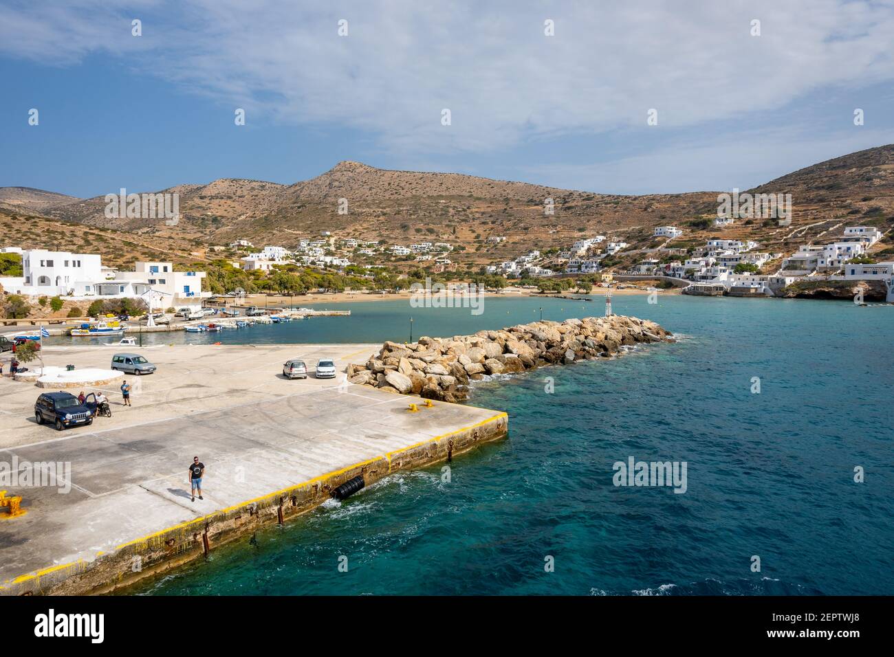 Sikinos, Grecia - 26 settembre 2020: Sikinos - isola greca nelle Cicladi. L'isola si trova tra iOS e Folegandros. Foto Stock