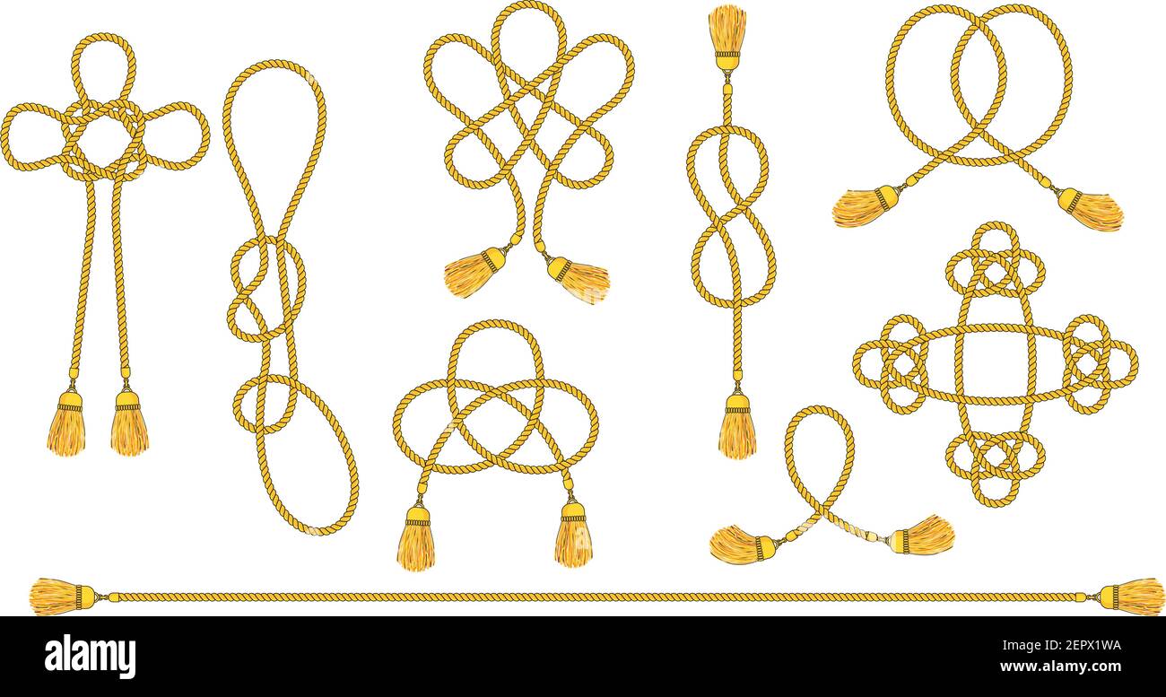 Cordoncino con le noci legate in un nodo intrecciato. Illustrazione Vettoriale