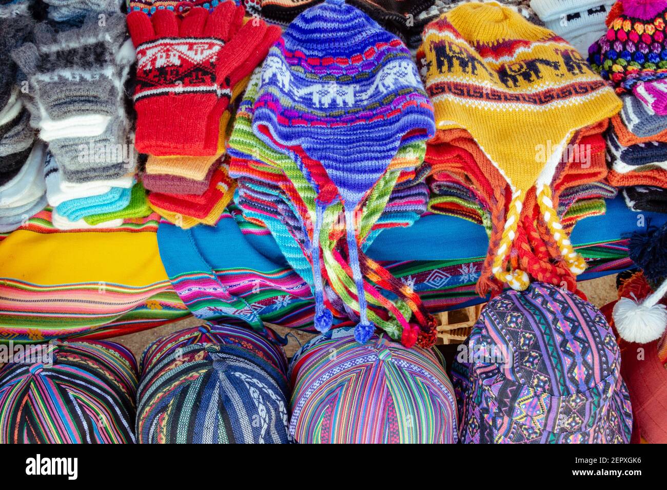 Arte tradizionale e colorata in Bolivia Foto Stock