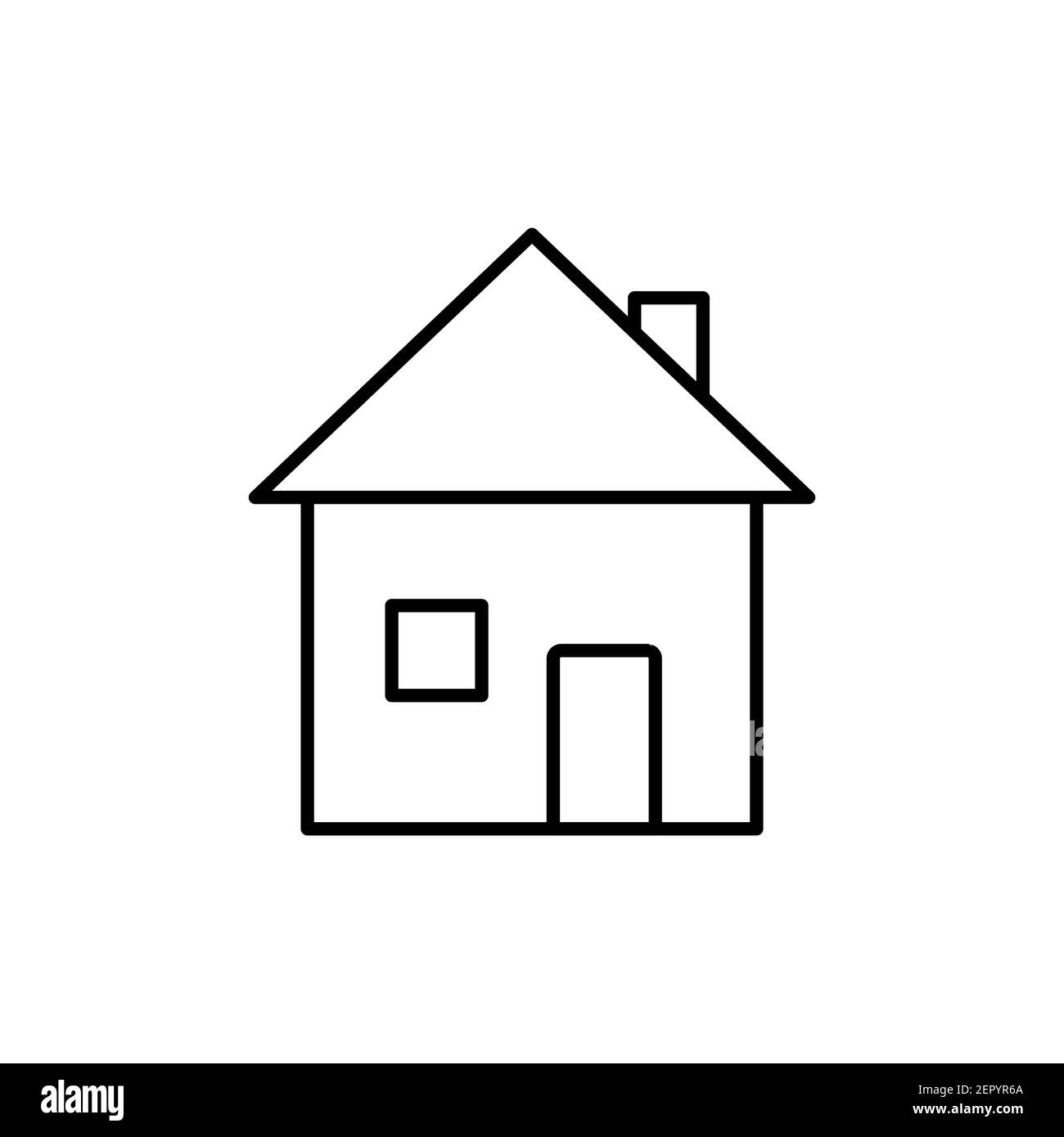 Icona contorno casa. Simbolo dell'edificio. Segno della linea Home. Vettore isolato su bianco Illustrazione Vettoriale