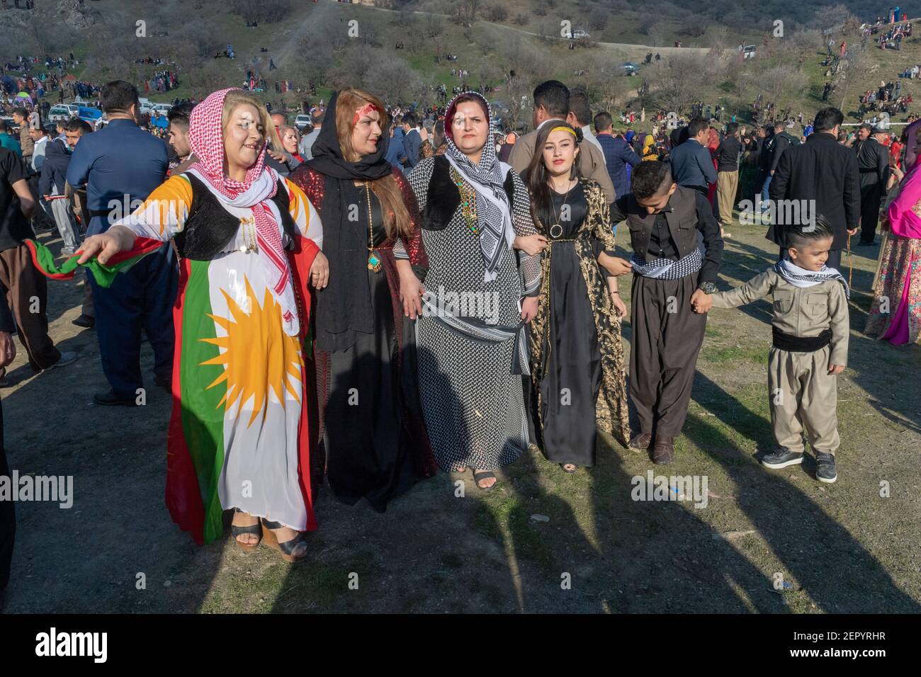 Nowruz festeggiamenti nei pressi di Biakara, distretto di Marivan, Kurdistan, Iran Foto Stock