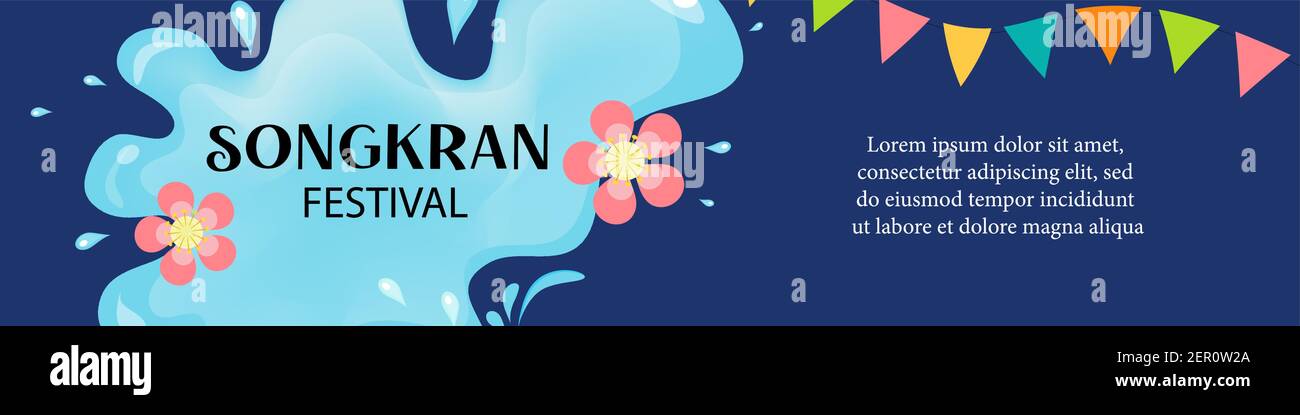 Happy Songkran festival Thailandia bello sfondo design, illustrazione vettoriale Illustrazione Vettoriale