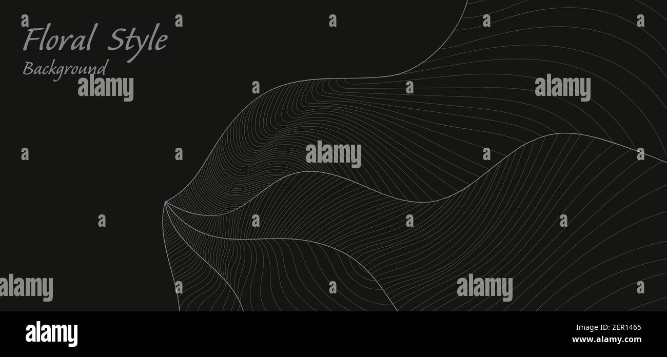 Disegno floreale astratto o modello classico nero su copy space. Design senza cuciture per lo sfondo della copertina. Illustrazione Vettoriale